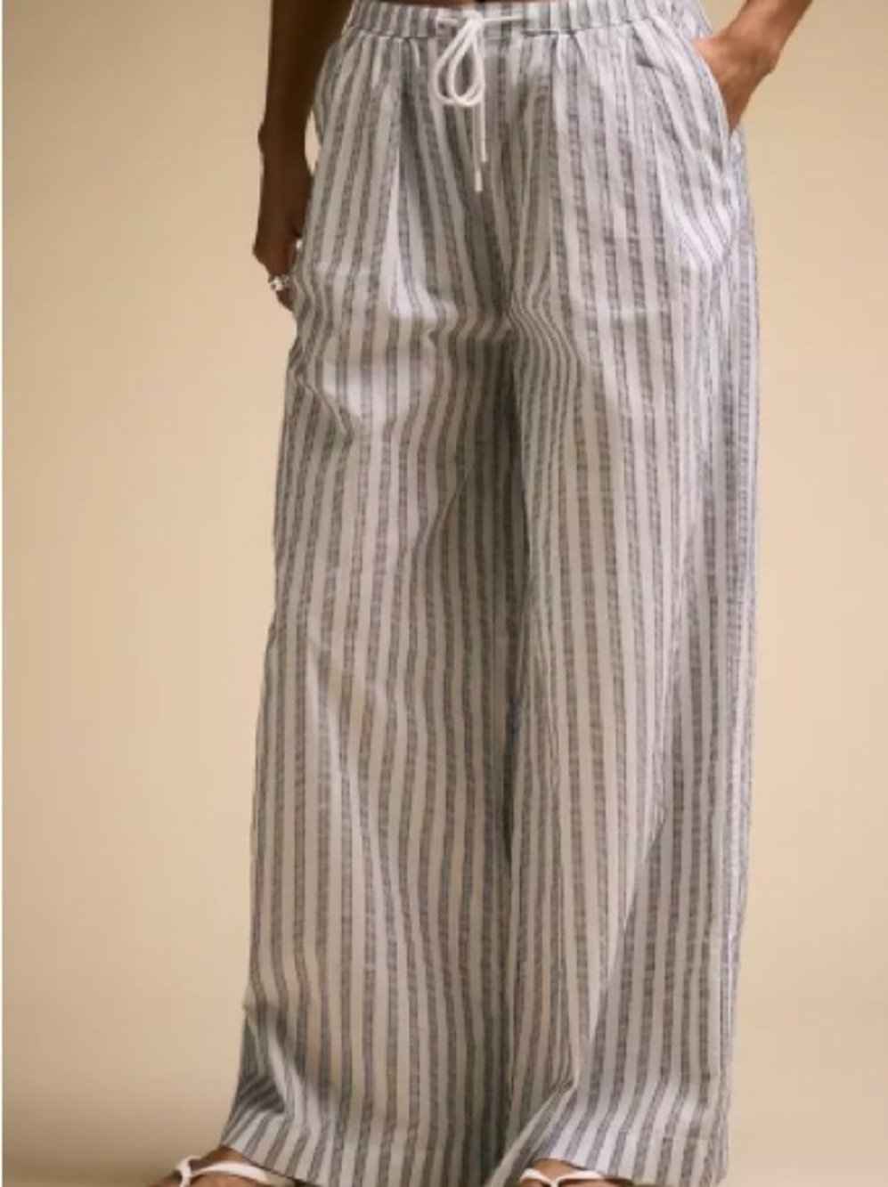 CALIA NWT Blue Gingham Stripe Wide Leg Swim Cover Up Pants Size M